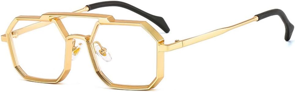 

Ретро-металлические панк-солнцезащитные очки Polygon для женщин, модные, с прозрачными линзами, защита от УФ-излучения UV400, для мужчин, красные и желтые солнцезащитные очки TYUVIVO, One Size