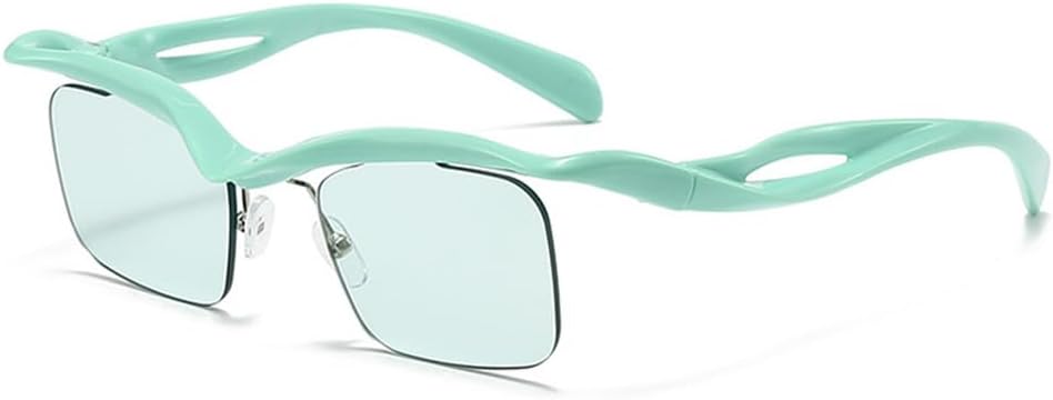 

Солнцезащитные очки прямоугольной формы без оправы для женщин и мужчин, винтажные, в стиле панк, с маленькой оправой, модные солнцезащитные очки для мужчин WNCKSQ, C5green