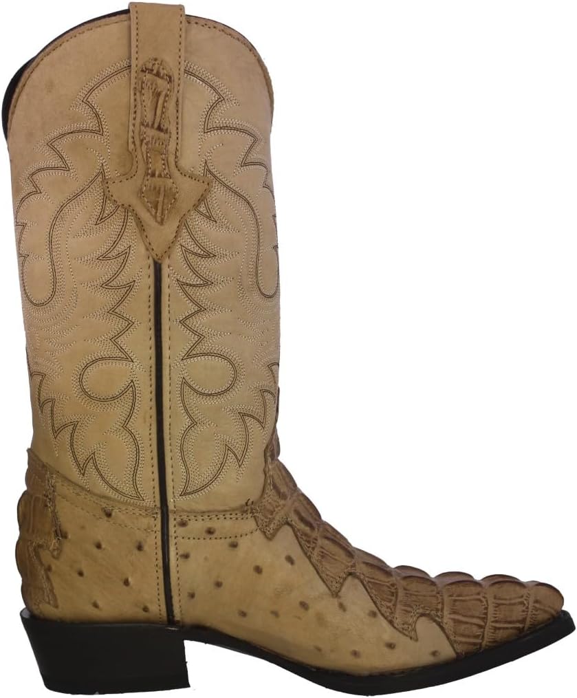 Мужские сандали Western Cowboy от Texas Legacy с рисунком крокодила и страуса, модель J Toe, Sand — фото 4