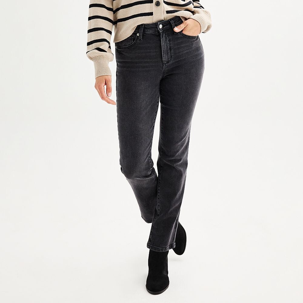 

Прямые джинсы Petite Sonoma Goods For Life с высокой посадкой, цвет Black Wash