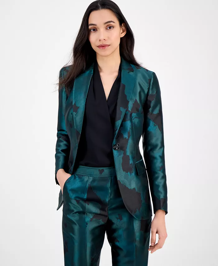 

Женский жаккардовый пиджак на одной пуговице Anne Klein, зеленый