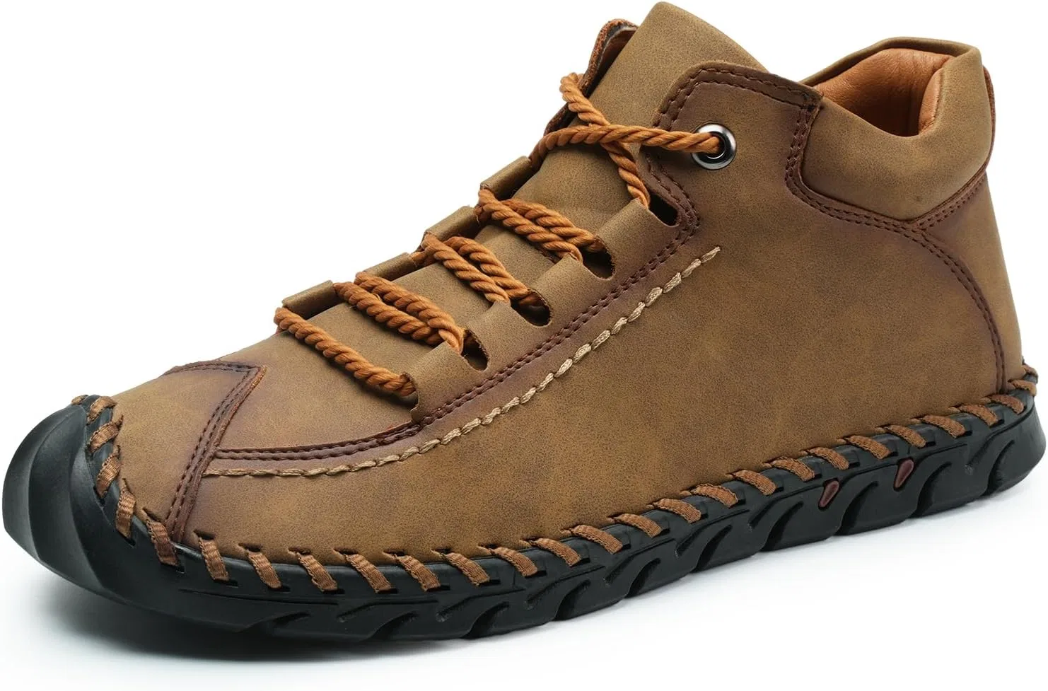 Ботинки-чукка, повседневные модные ботинки-оксфорды, кожаные ботинки на шнуровке, классические ботинки до щиколотки для мужчин, легкие, изготовлены вручную LUODENGLANG, Brown
