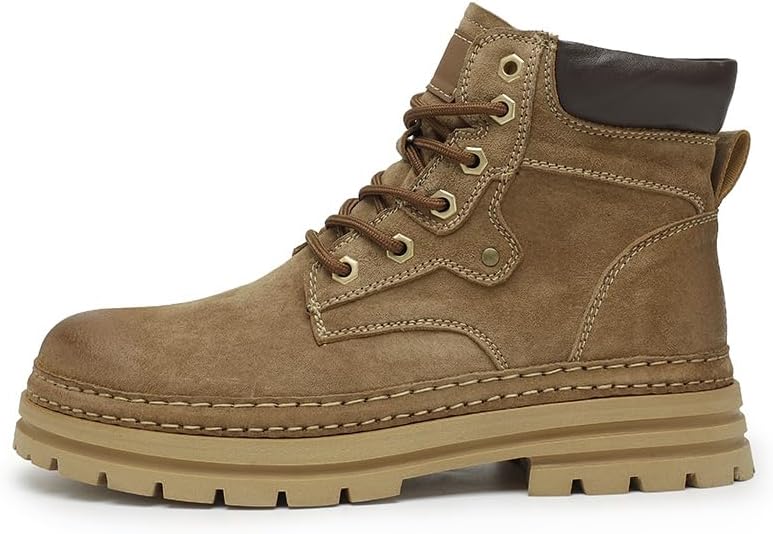 

Мужские высокие ботинки из натуральной кожи, повседневные, прочные, очень подходят для уличного стиля и работы на улице Lhyxu, хаки