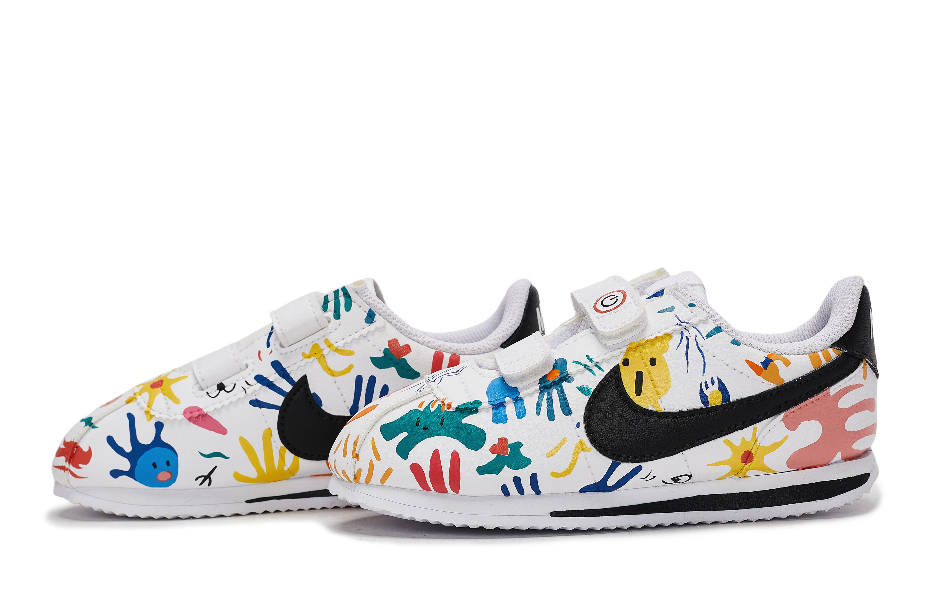 Кроссовки Cortez Basic SL противоскользящие износостойкие низкие для малышей Nike, черный/белый/синий/зеленый/желтый — фото 3