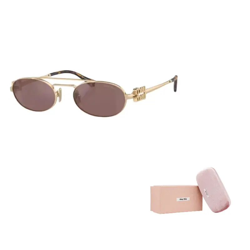 

Солнцезащитные очки с логотипом на дужках, овальная оправа MIU MIU, золотой