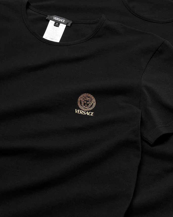 Мужские футболки Versace из смесового хлопка, упаковка из 2 шт, черный — фото 2