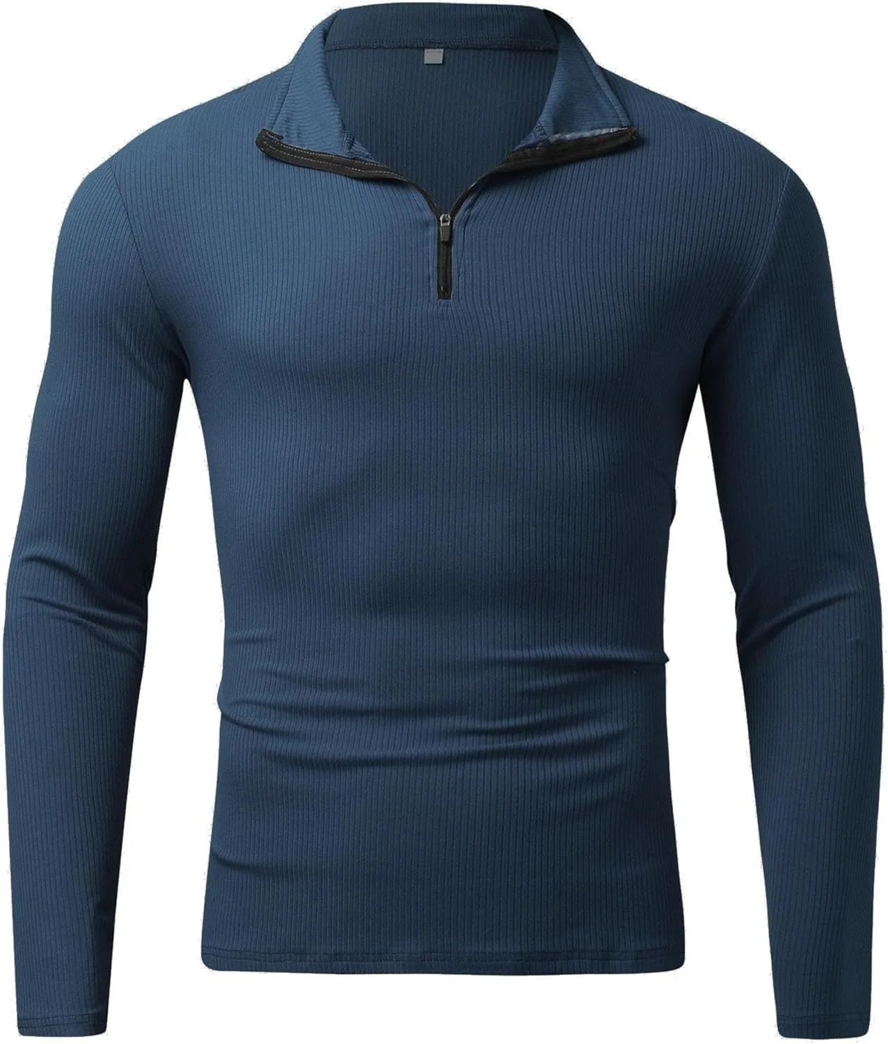 Мужской спортивный поло-кардиган с воротником и молнией Slim Fit — фото 3
