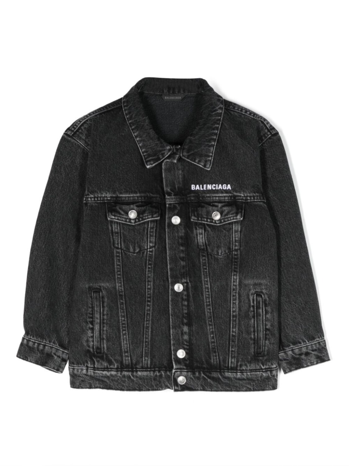 

Balenciaga Kids джинсовая куртка с вышитым логотипом, черный