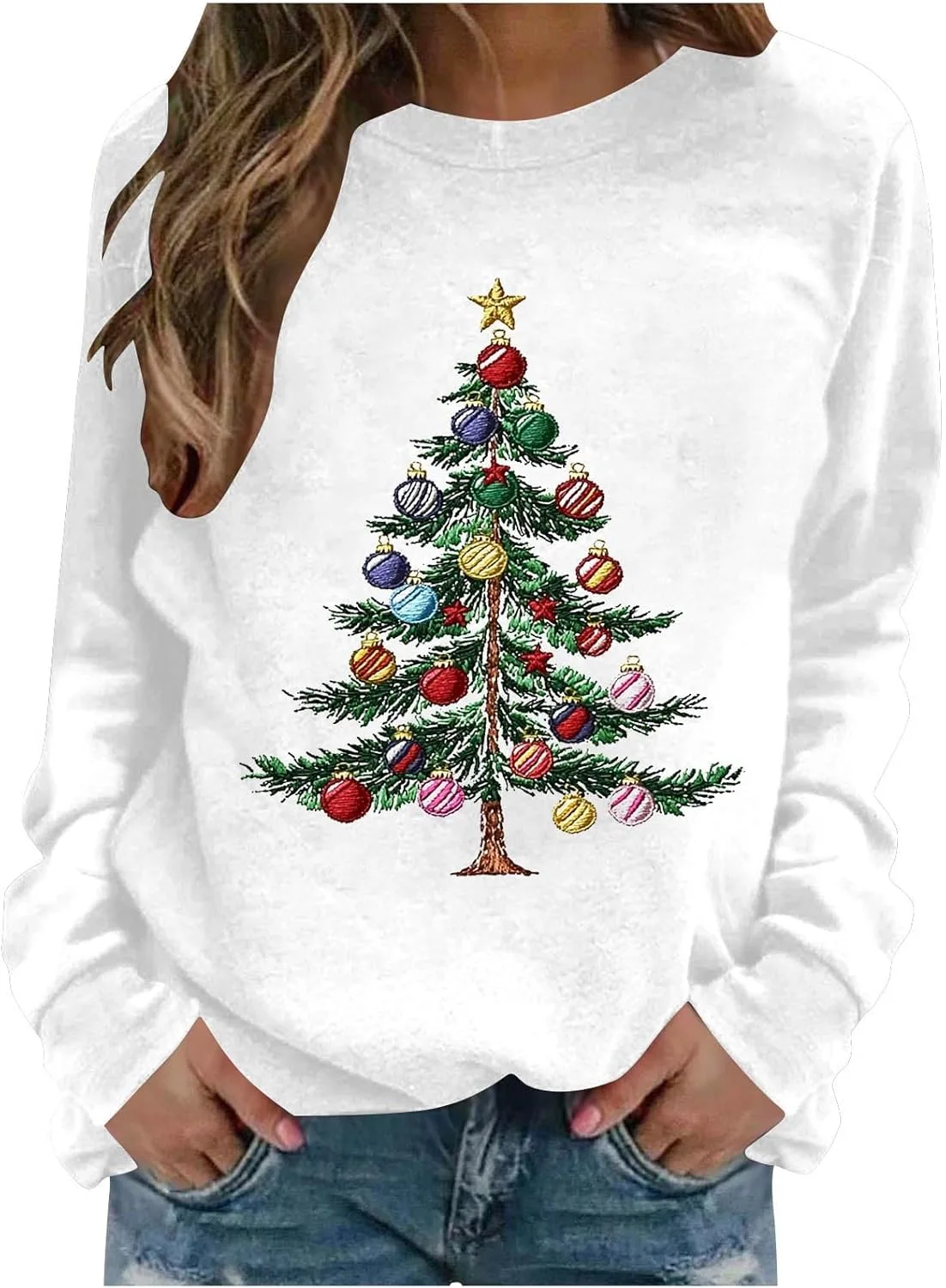 

Рождественский свитшот для женщин с принтом елки