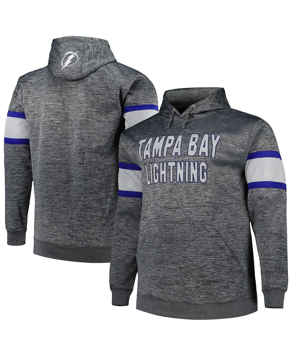 

Мужской пуловер с капюшоном цвета древесного угля Tampa Bay Lightning в большую и высокую полоску Profile
