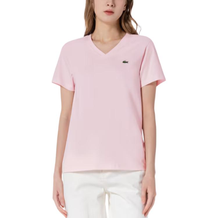 Футболка женская LACOSTE розовая, стильный дизайн — фото 4