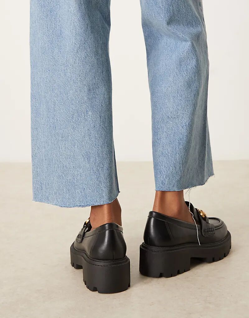 Черные миланские лоферы ASOS DESIGN Wide Fit с массивной цепочкой — фото 3