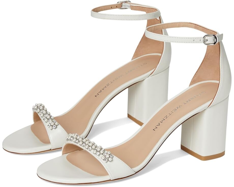 

Туфли Stuart Weitzman Nudist Poppy Block 75, цвет White/Clear/Natural