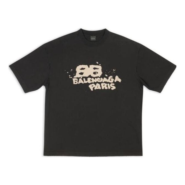 

Футболка hand-drawn bb icon t-shirt medium fit 'black' Balenciaga, черный