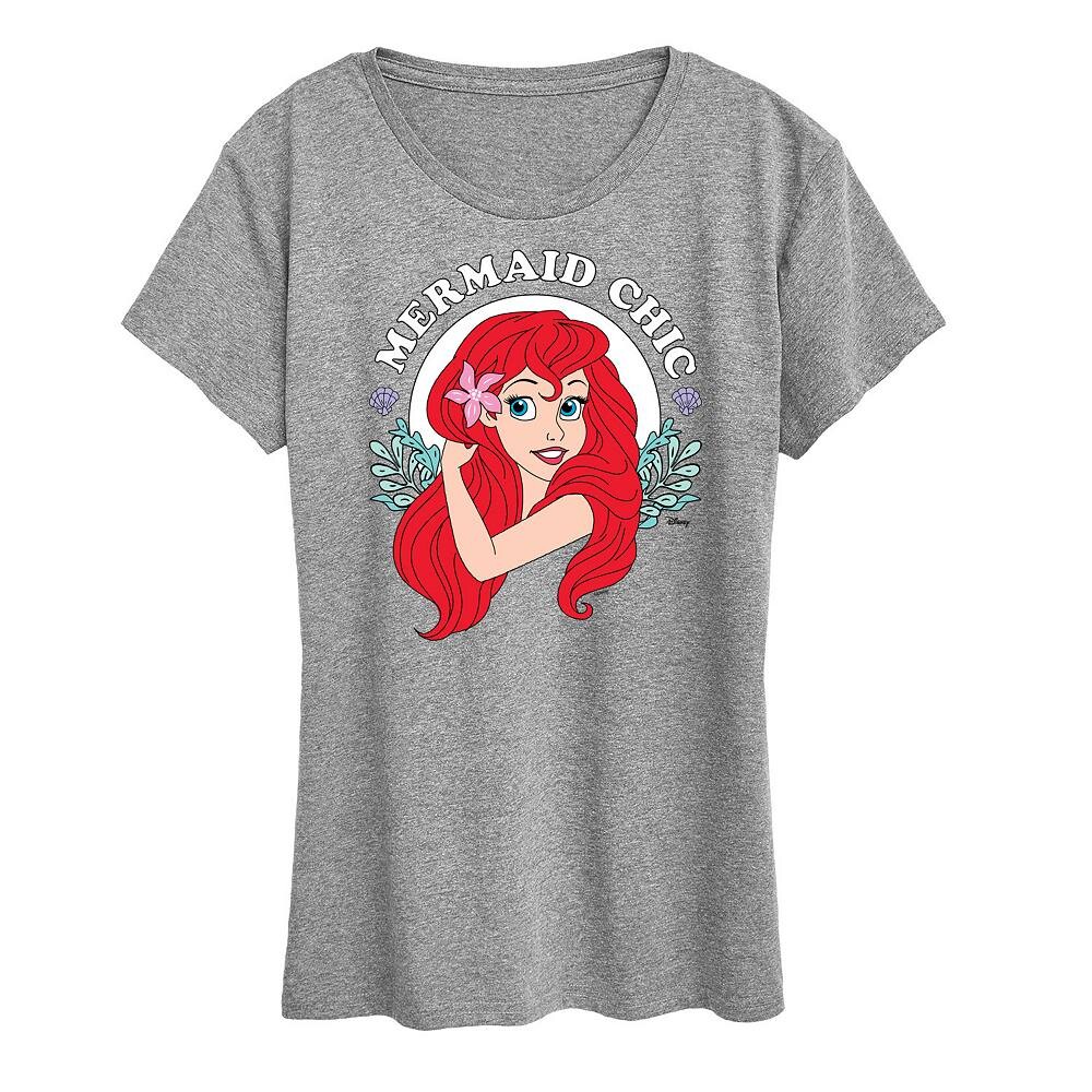 

Женская футболка с шикарным рисунком русалки Disney Princess Ariel, цвет Heather Gray