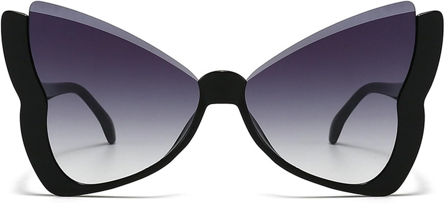 

Ретро-солнцезащитные очки в форме бабочки большого размера для женщин, модный винтажный стиль 2025 года, большие солнцезащитные очки в форме бабочки с полуободковой оправой mincl, Black