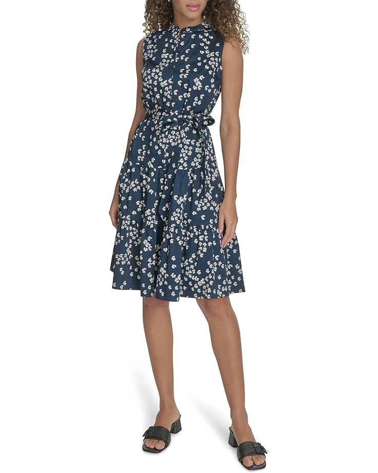 

Платье Calvin Klein Tiered Slvless Cotton Dress, цвет Indigo/Stony Beige