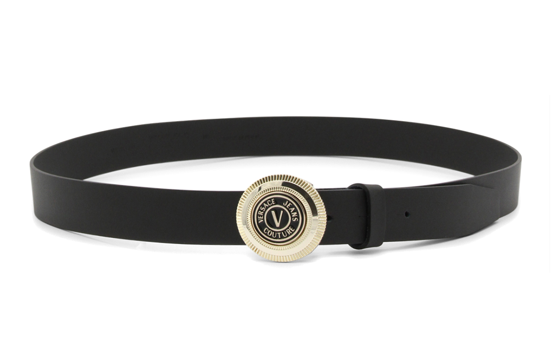 

VERSACE JEANS COUTURE Кожаный ремень с логотипом на пряжке, Black