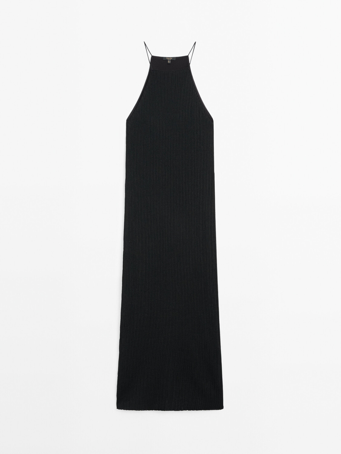 

Длинное трикотажное платье в рубчик Massimo Dutti, черный