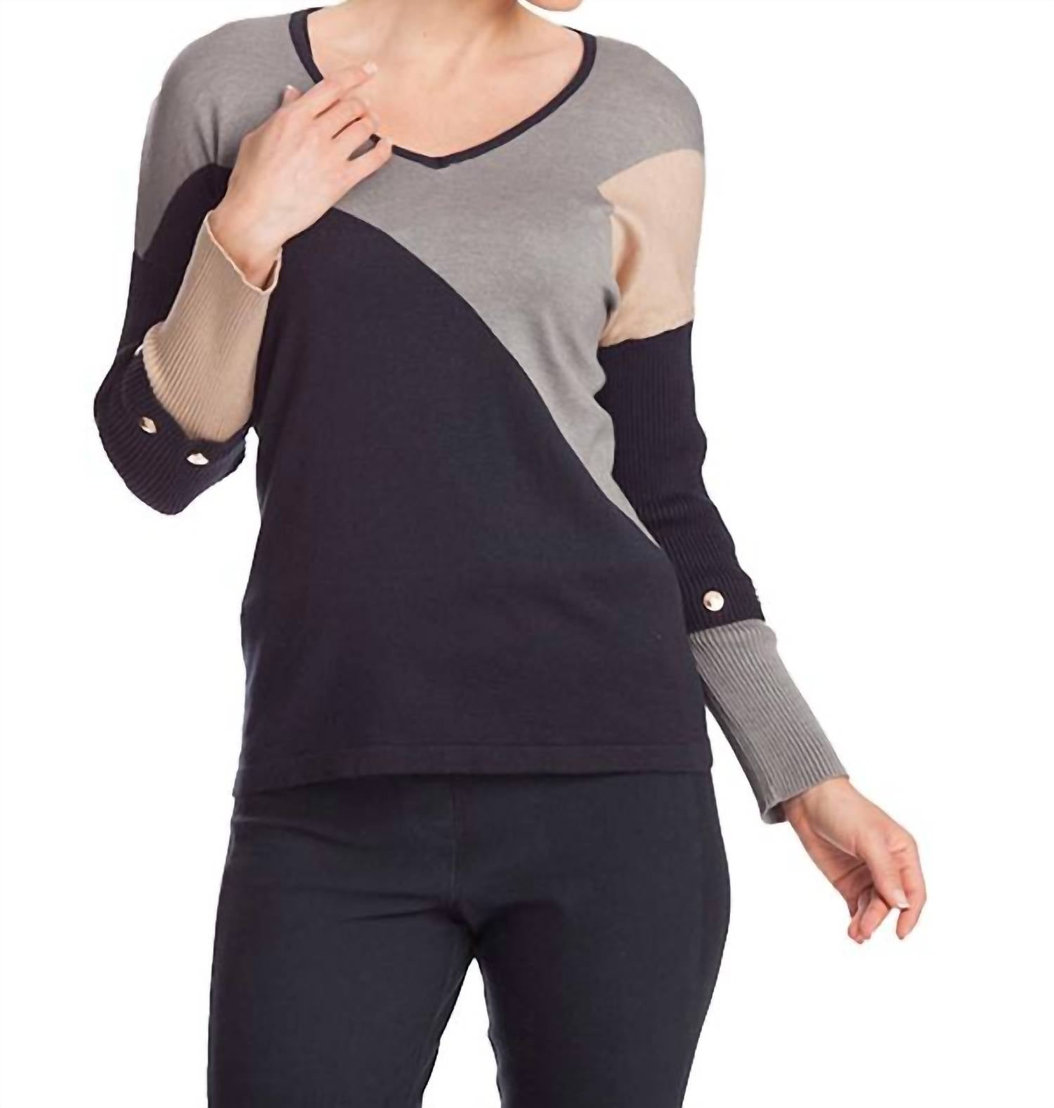 

Свитер с V-образным вырезом в цвете «цветной блок» Navymulti Angel Apparel