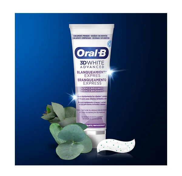 Ярко-белая зубная паста 3D White Advanced Blanqueamiento Exprés Oral B, 75 ml — фото 3