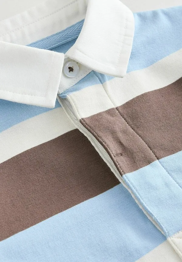 Рубашка-Поло для регби с коротким рукавом, стандартного кроя Next, Chocolate Brown/Blue/White — фото 3