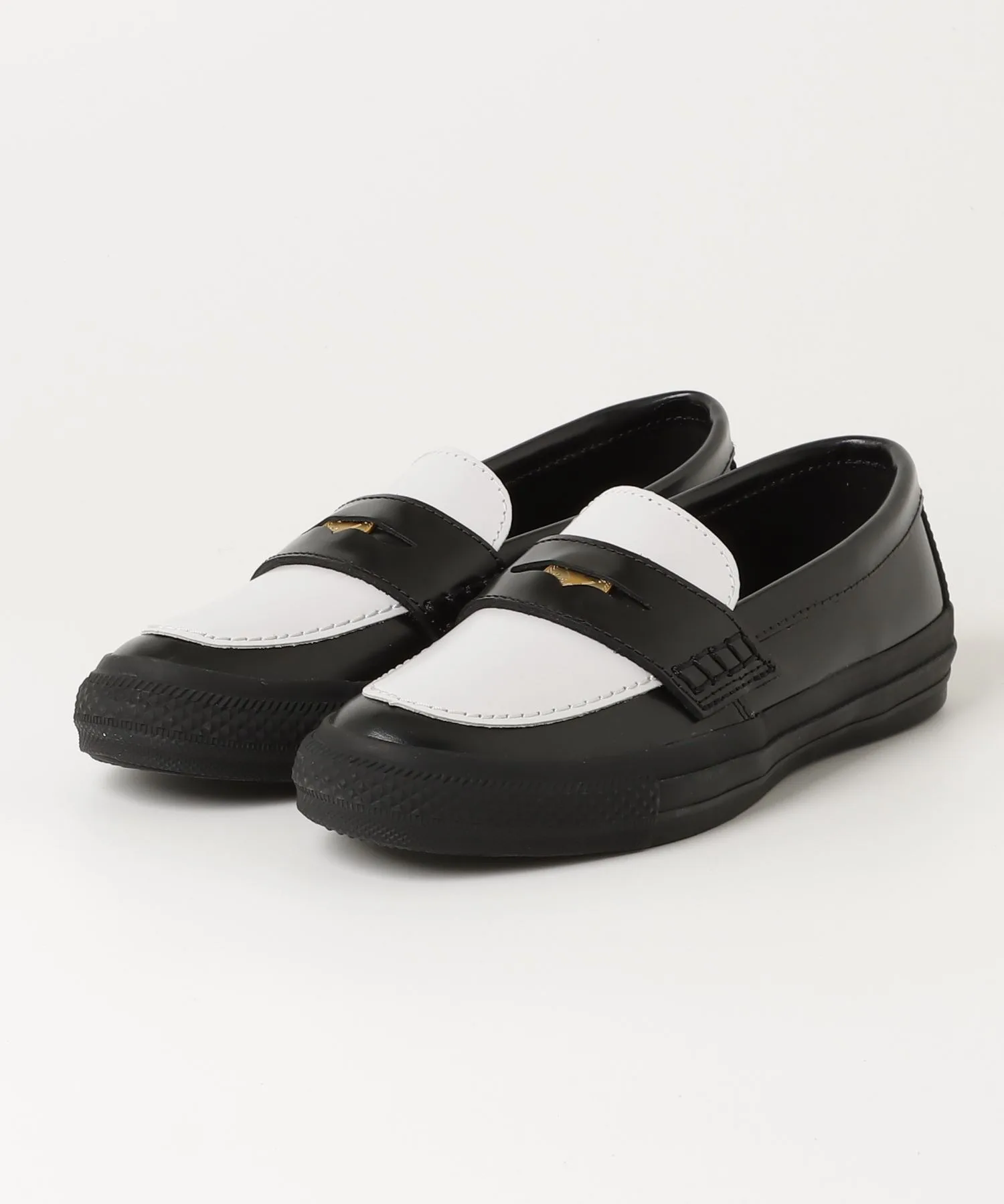 Унисекс лоферы из кожи с монетой ALL STAR COINLOAFER CONVERSE чёрно-белые