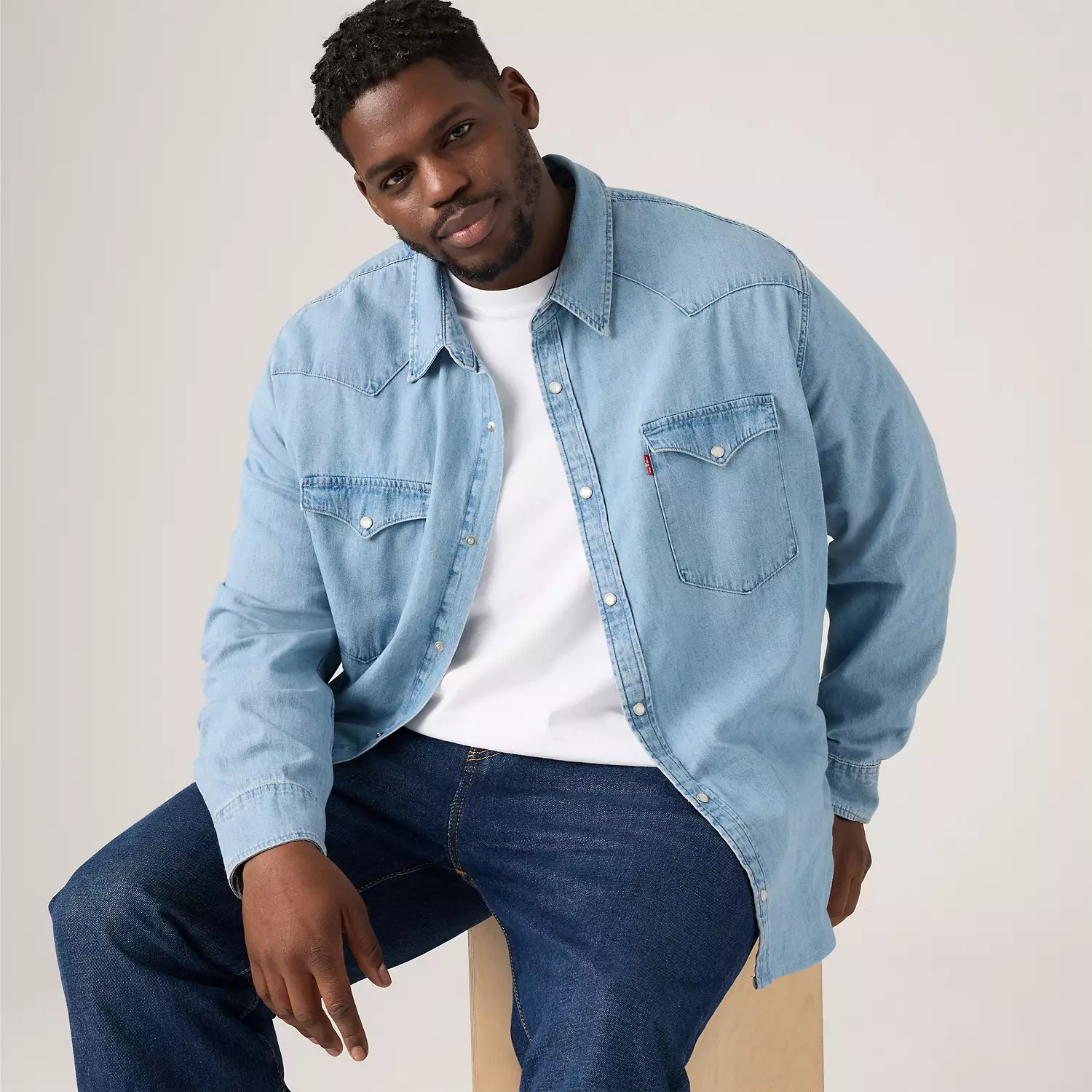 

Классическая рубашка стандартного западного кроя (большая) Levi's, цвет Franklin Stonewash - Medium Wash