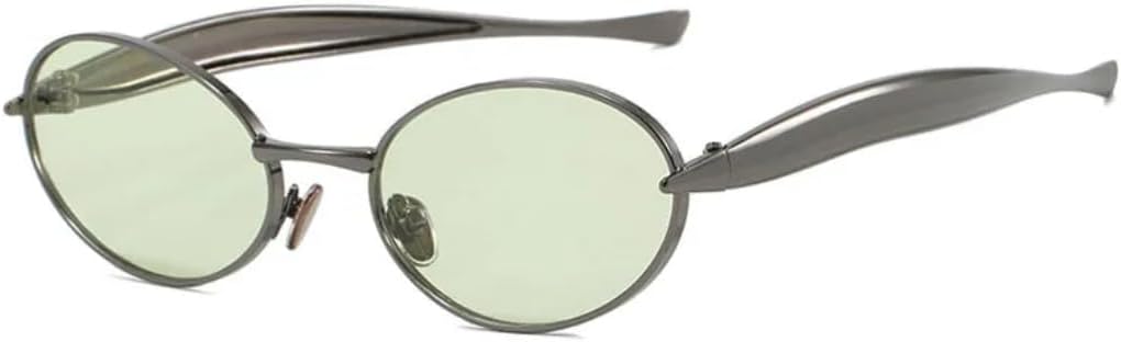 

Овальные солнцезащитные очки в маленькой оправе для женщин и мужчин, винтажные очки, роскошные, в стиле панк, популярные, металлические, с защитой от УФ-излучения UV400 HHZZYVY, Gun Green