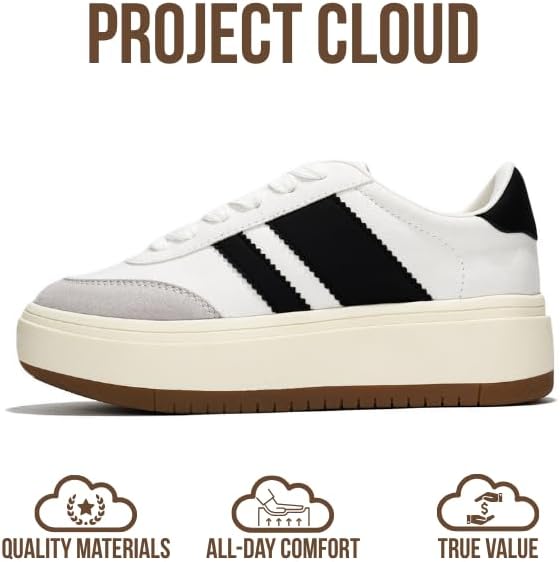 Детские модные кроссовки на платформе Project Cloud Fashion Platform Sneakers 2026- легкие кроссовки с стелькой из пены с эффектом памяти- прочные и нескользящие, на шнуровке, модные детские кроссовки на платформе (Little Nita), белый — фото 4