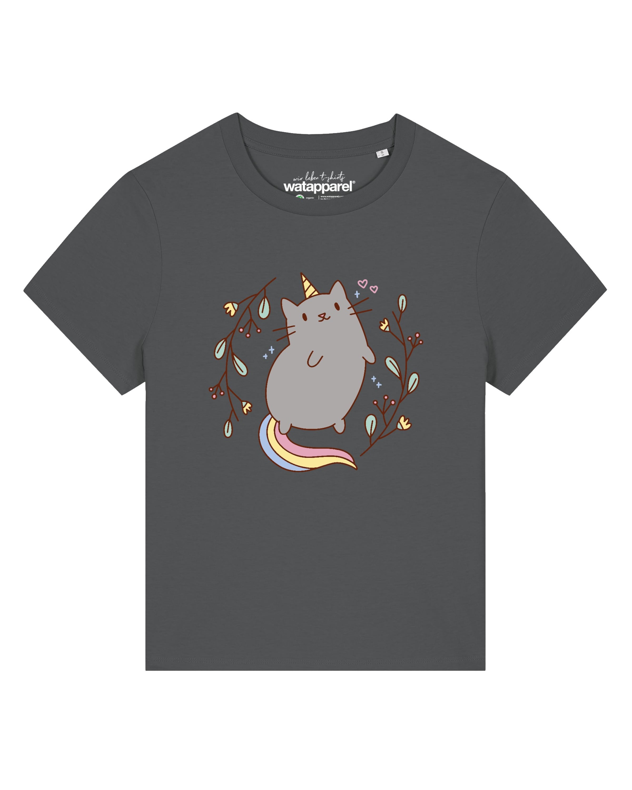 

Watapparel Футболка 'Unicorn Cat' в цвете Anthracite