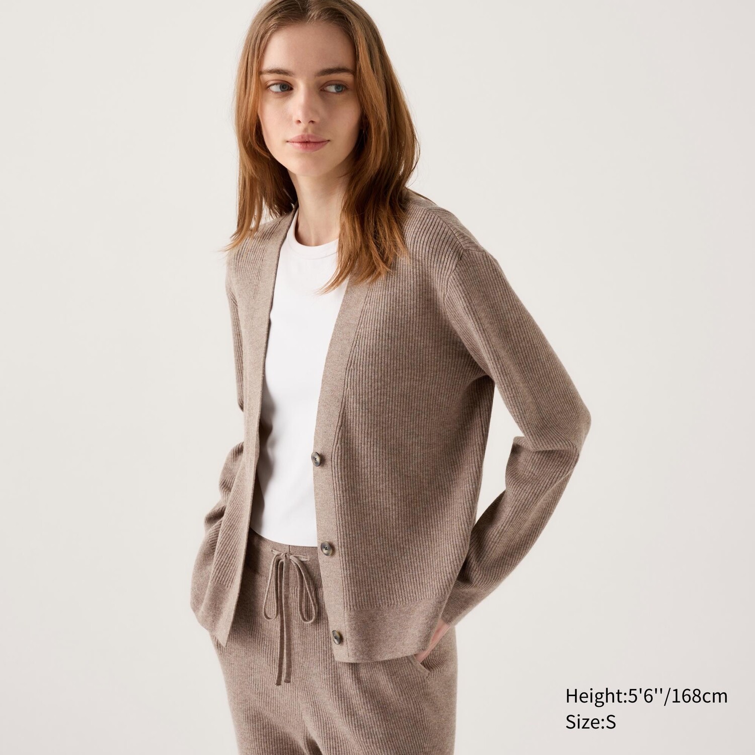 

Кардиган в рубчик UNIQLO, бежевый