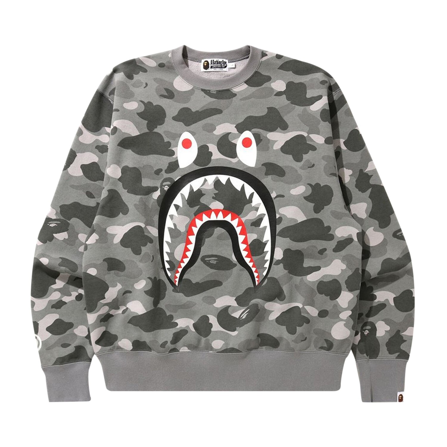 

BAPE Color Camo Shark Свободного кроя с круглым вырезом, Серый