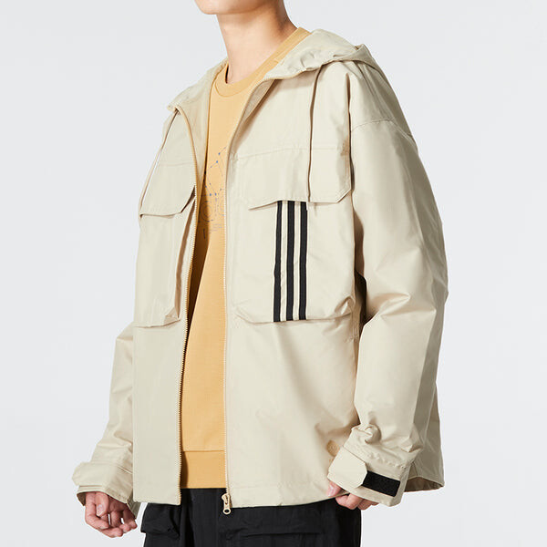 Куртка Men's adidas U Util Wb3 Stripe Athleisure Casual Sports Hooded Jacket Khaki, хаки — фото 3