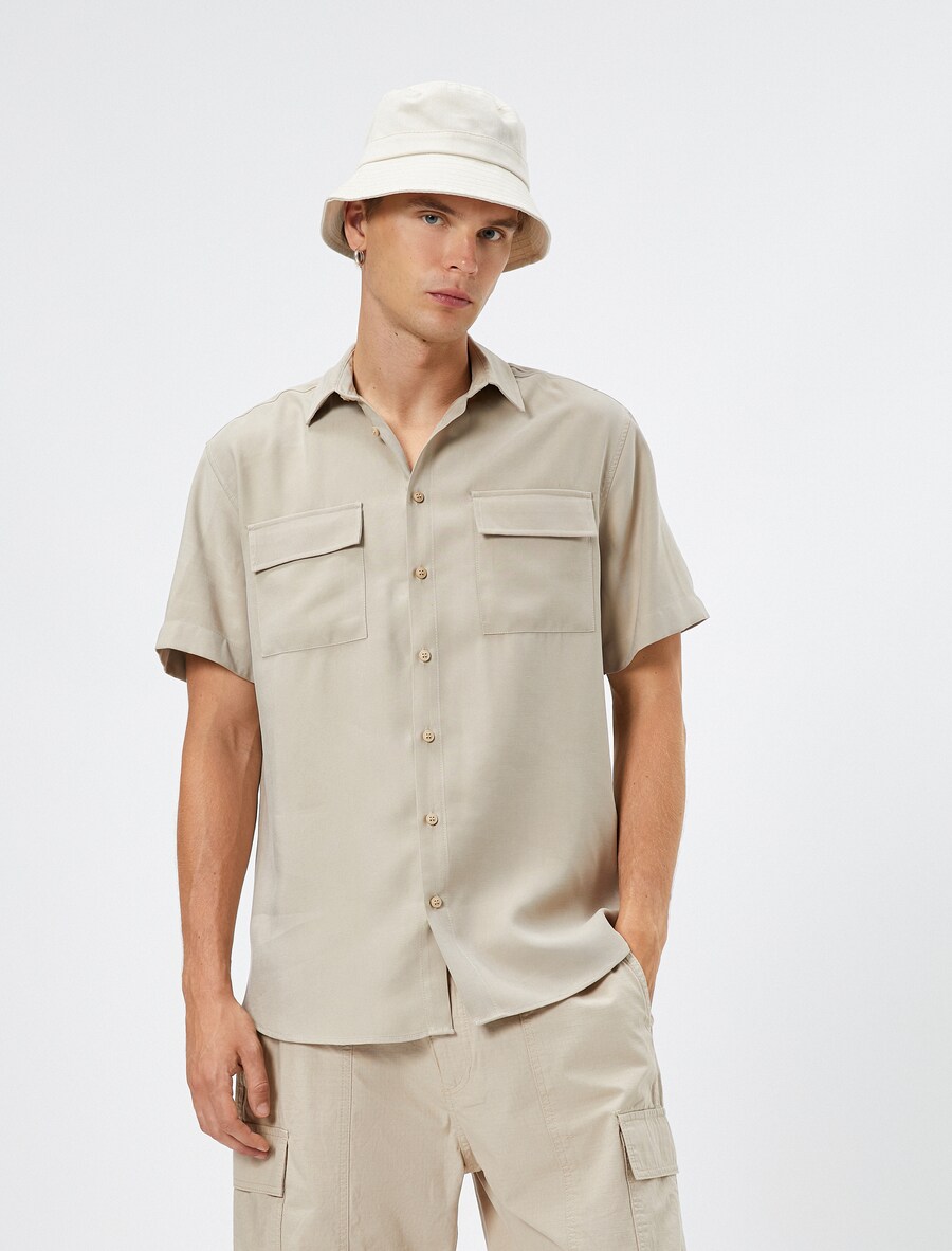 

Повседневная рубашка Koton Regular fit Button Up Shirt, хаки
