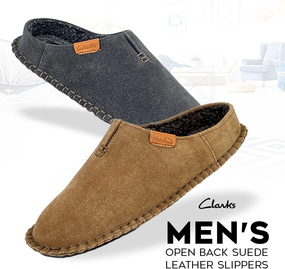 Мужские замшевые тапочки Clarks с открытой пяткой, темно-коричневый — фото 3