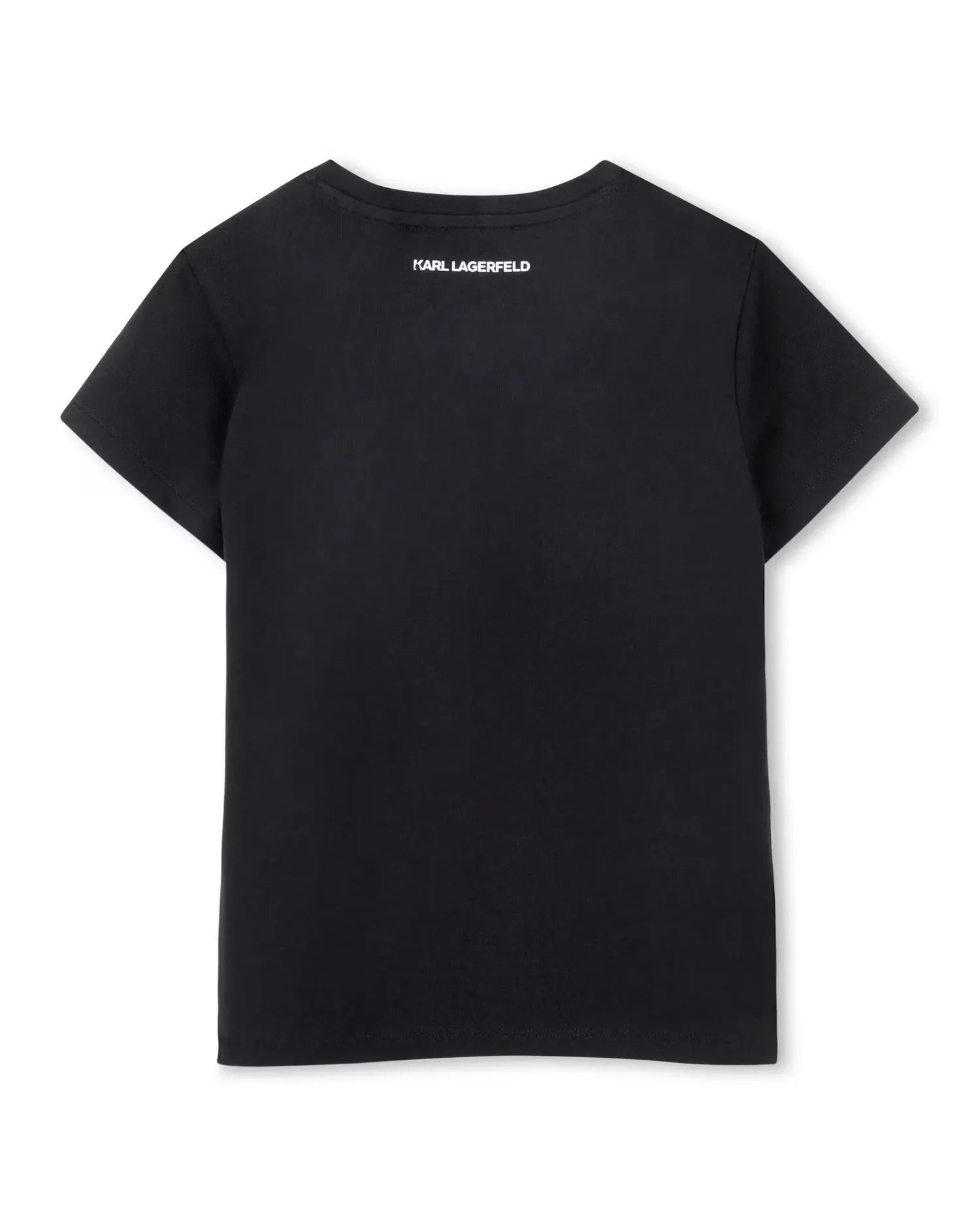 Футболка для девочки с коротким рукавом с рисунком спереди из хлопка Karl Lagerfeld Kids, черный — фото 3