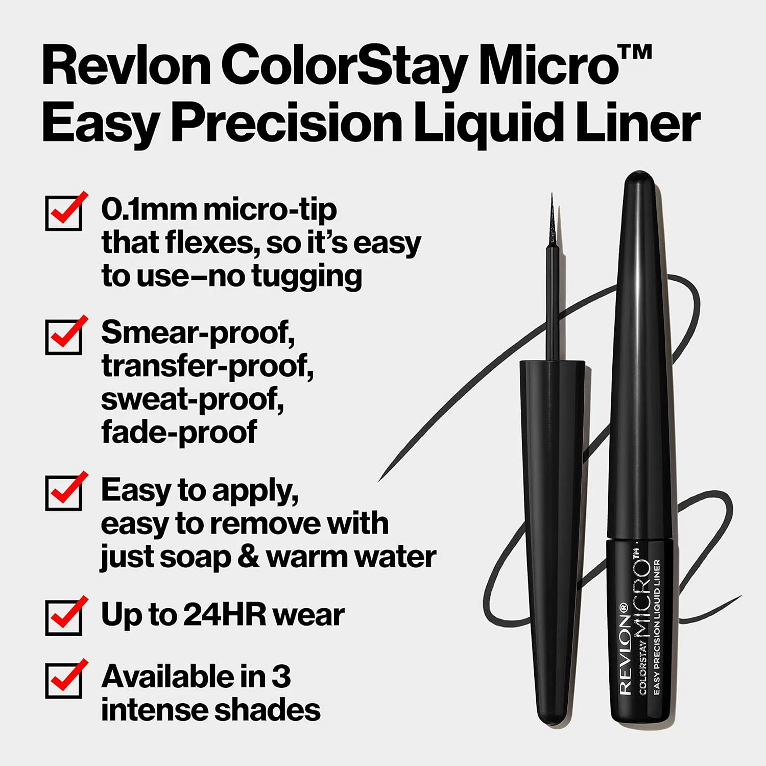 Подводка для глаз Revlon ColorStay Micro Easy Precision, водостойкая, 301 Blackout, 2 шт. — фото 3