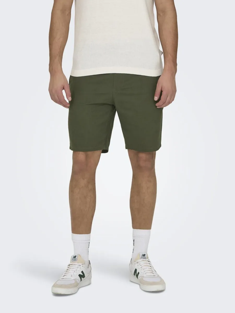 

ONLY & SONS Шорты "ONSLINUS 0007 COT LIN SHORTS NOOS", оливковый