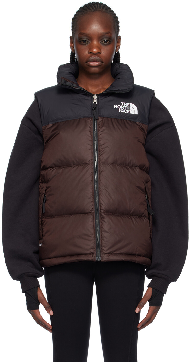 

Черный и бордовый пуховый жилет Nuptse 1996 года в стиле ретро The North Face