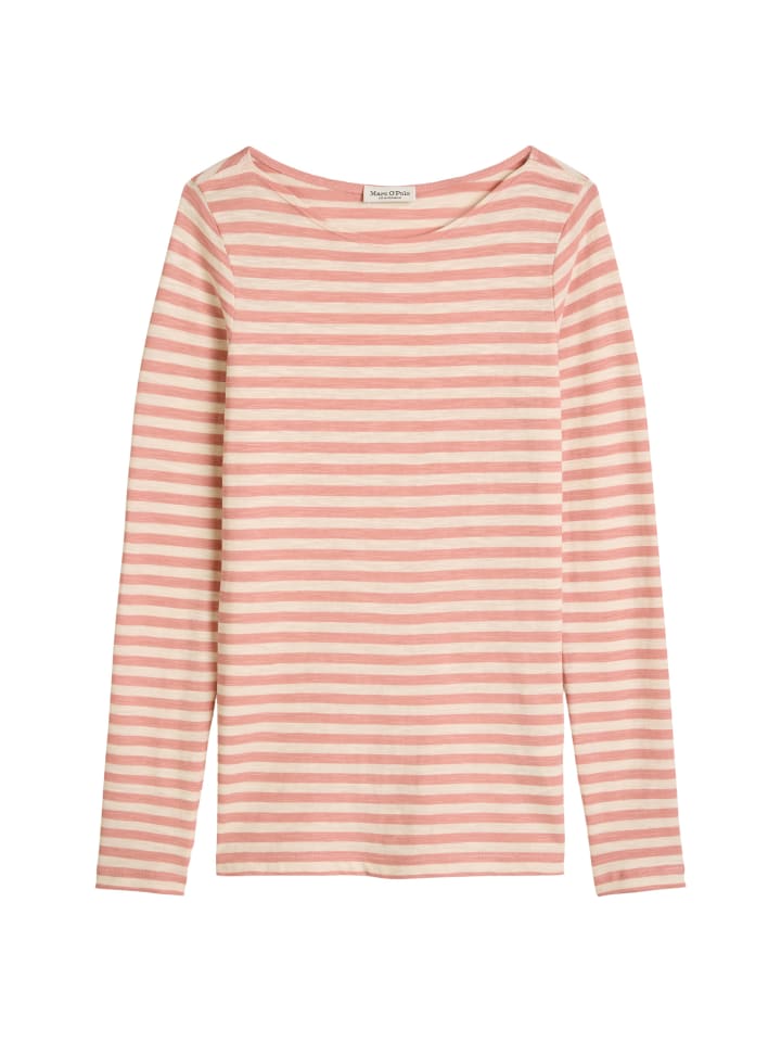 

Marc O'Polo Полосатая футболка с длинным рукавом, стандартного размера, светло-розового цвета