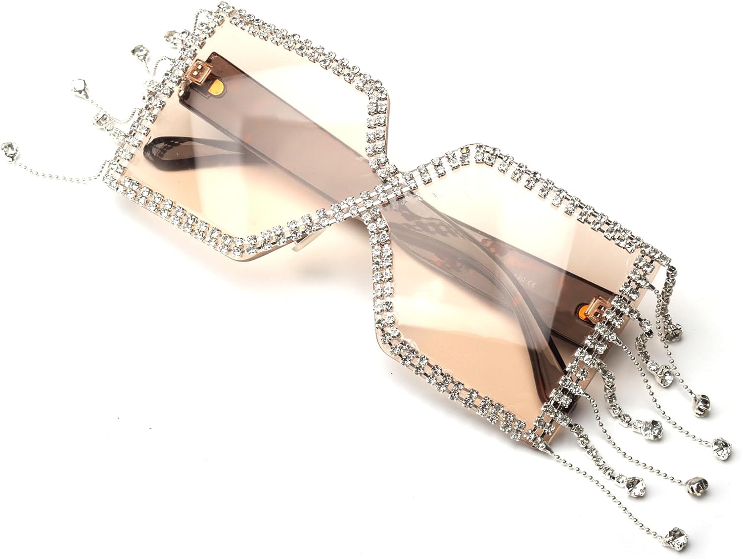 

Очки-солнцезащитные Bullabulling Oversized Square с блестками и стразами для женщин и мужчин, с плоской верхней частью, модные, с бриллиантовой кисточкой и сверкающими элементами, Champagne