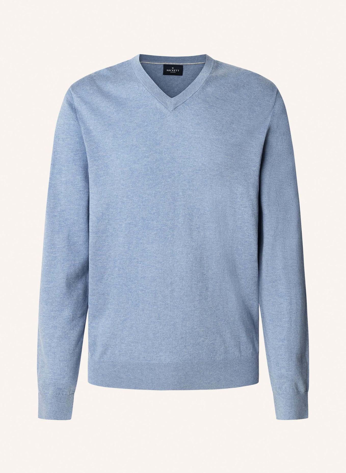 

Свитер из хлопка с v-образным вырезом. Hackett London, синий