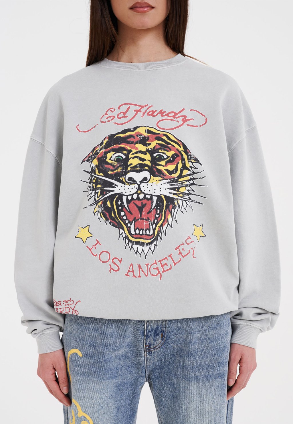 

Толстовка TIGER VINTAGE ROAR CREW NECK Ed Hardy, серый