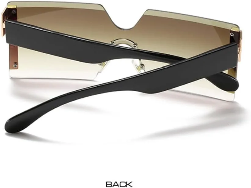 

MUTYNE Модные цельные квадратные солнцезащитные очки для женщин, большие солнцезащитные очки без оправы для мужчин, очки с защитой от УФ-излучения UV400, Black Gray