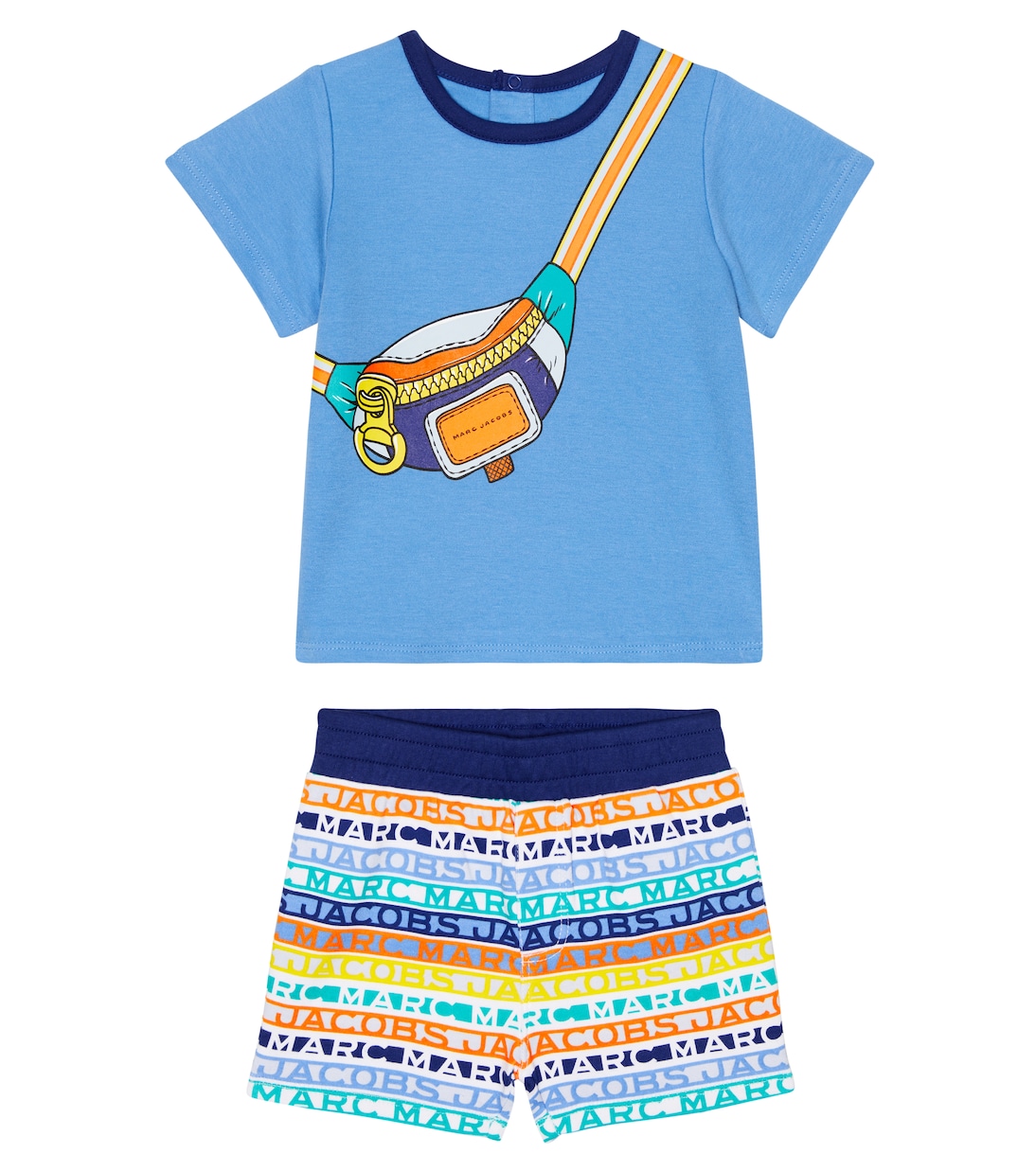 

Комплект из детской хлопковой футболки и шорт Marc Jacobs Kids, Pale Blue