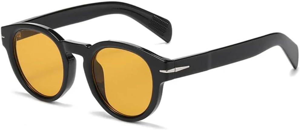 

Солнцезащитные очки с защитой UV400 | Круглые линзы в стиле панк с заклепками, разноцветные | Для женщин и мужчин, для занятий спортом на открытом воздухе и вождения DSVIGF, Black Orange