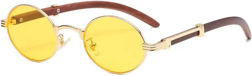 

Овальные солнцезащитные очки для мужчин и женщин с деревянными дужками, защита от УФ-излучения UV400, для занятий спортом на открытом воздухе, бега и езды на велосипеде UYPTK, Gold Yellow
