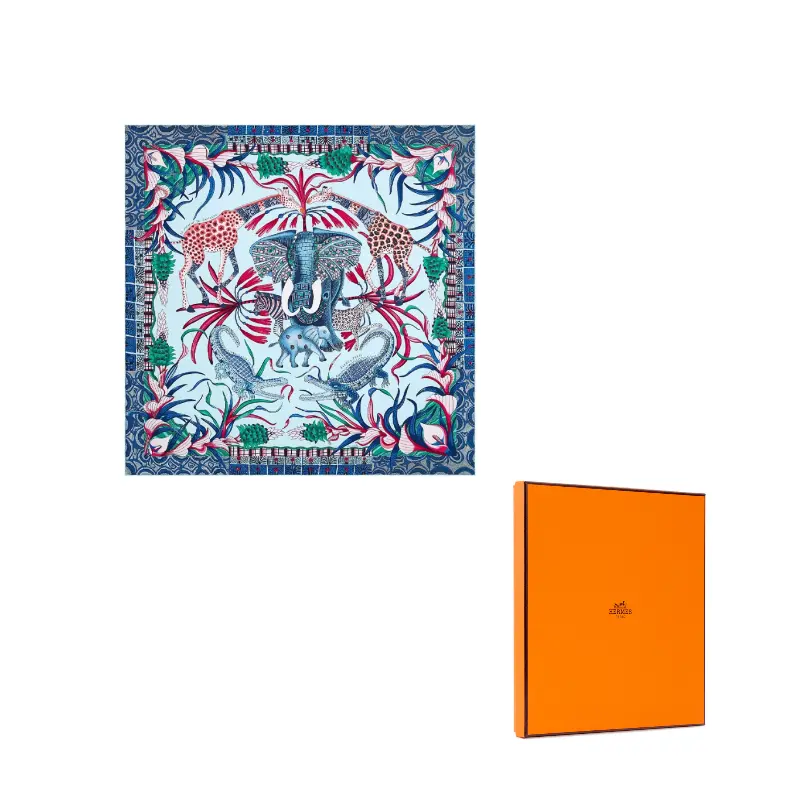 

HERMES Шёлковый шарф, Sky Blue/Denim Blue/Pink