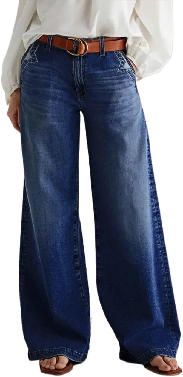 Джинсы прямые, Mid Rise, Dark Wash